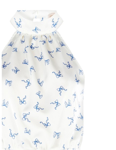 Top em cetim com motivo de laços Rinascimento