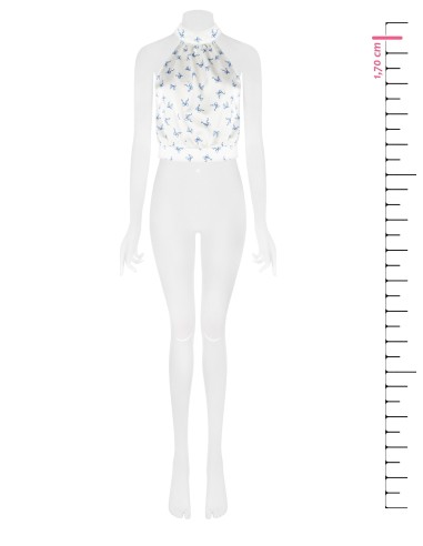 Top em cetim com motivo de laços Rinascimento