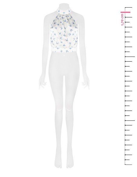 Top em cetim com motivo de laços Rinascimento