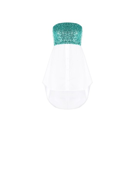 Top faixa com detalhe coberto de lantejoulas Rinascimento