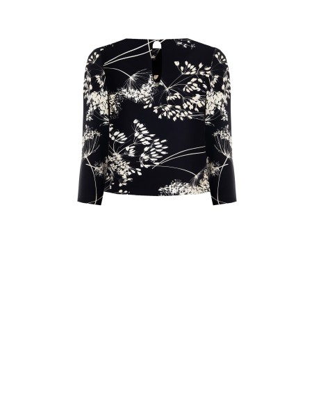Blusa Ajustada Em Tecido Fluido Estampado Rinascimento