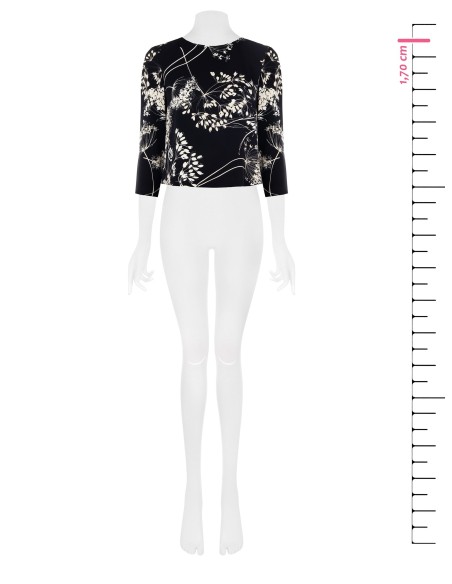 Blusa acinturada em tecido fluido estampado Rinascimento