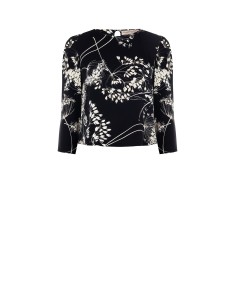 Blusa Ajustada em Tecido Fluido Estampado Rinascimento