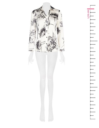 Camisa ampla cintada em cetim estampado Rinascimento