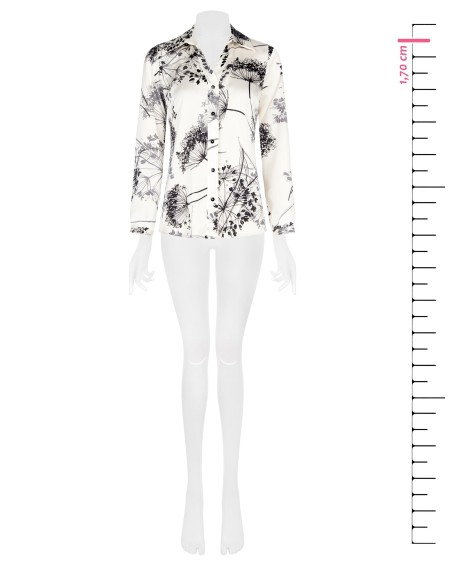 Camisa ampla cintada em cetim estampado Rinascimento