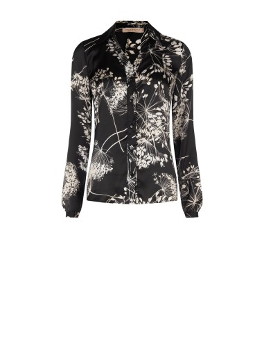 Camisa ampla acinturada em cetim estampado Rinascimento