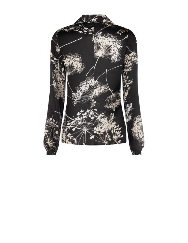 Camisa ampla acinturada em cetim estampado Rinascimento