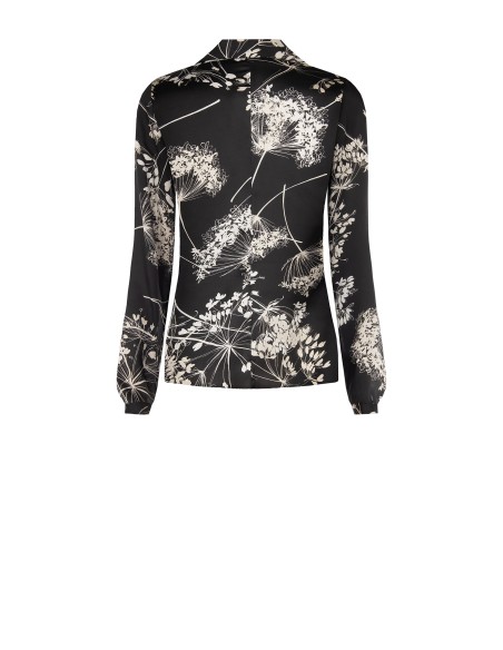 Camisa ampla acinturada em cetim estampado Rinascimento