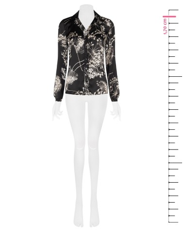 Camisa ampla cintada em cetim estampado Rinascimento