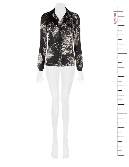 Camisa ampla cintada em cetim estampado Rinascimento