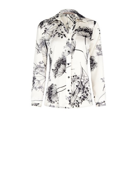 Camisa acinturada ampla em cetim estampado Rinascimento