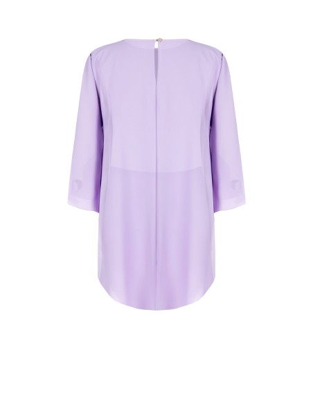 Blusa Ampla Assimétrica em Cetim com Mangas Efeito Capa Rinascimento