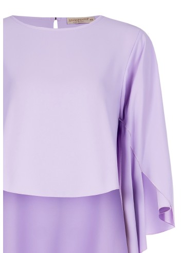 Blusa Ampla Assimétrica em Cetim com Mangas Efeito Capa Rinascimento