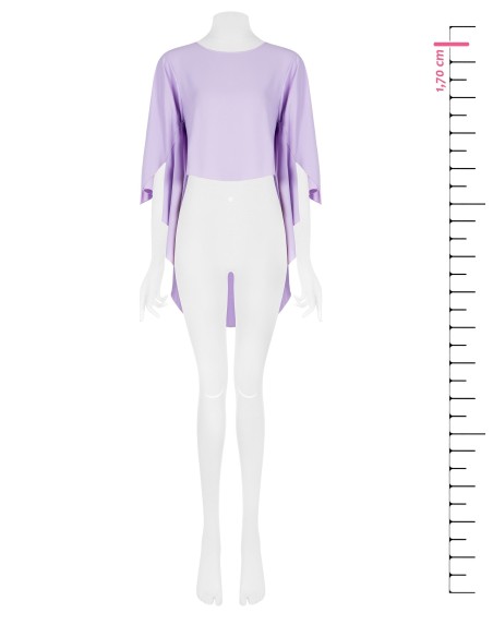 Blusa Ampla Assimétrica Em Cetim Com Mangas Efeito Capa Rinascimento