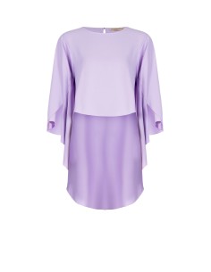 Blusa ampla assimétrica em cetim com mangas com efeito capa Rinascimento