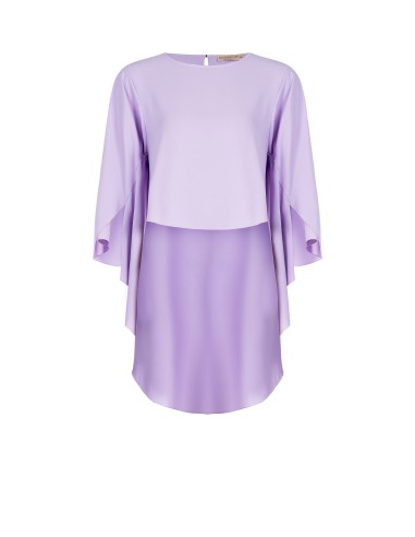 Blusa ampla assimétrica em cetim com mangas com efeito capa Rinascimento