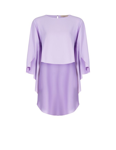 Blusa ampla assimétrica em cetim com mangas com efeito capa Rinascimento