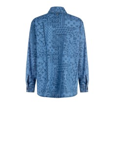 Camisa ampla longa em denim leve estampado com maxi bolsos Rinascimento 2