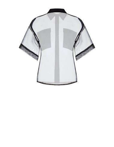 Camisa Quadrada em Organza com Bolsos em Cetim com Logótipo Rinascimento