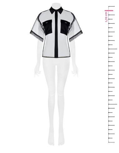 Camisa quadrada em organza com bolsos em cetim com logótipo Rinascimento