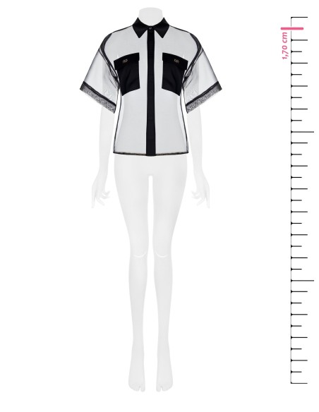 Camisa quadrada em organza com bolsos em cetim com logótipo Rinascimento