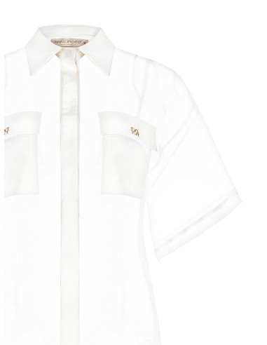 Camisa Quadrada Em Organza Com Bolsos Em Cetim Com Logótipo Rinascimento