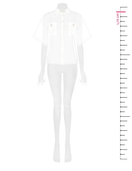 Camisa Quadrada em Organza com Bolsos em Cetim com Logo Rinascimento