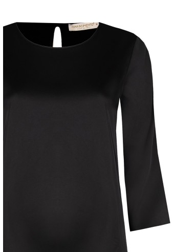 Blusa Ampla Quadrada em Cetim com Mangas 3/4 Rinascimento