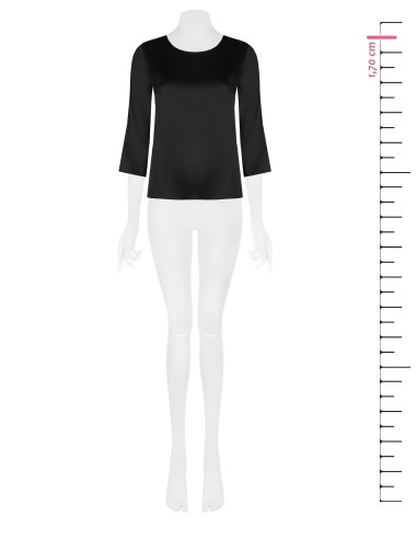 Blusa ampla quadrada em raso com mangas 3/4 Rinascimento
