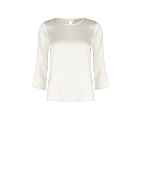 Blusa ampla quadrada em raso com mangas 3/4 Rinascimento
