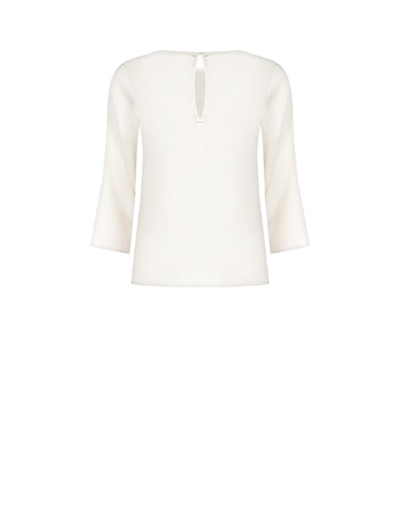 Blusa Ampla Quadrada em Cetim com Mangas 3/4 Rinascimento