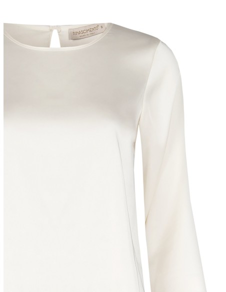 Blusa ampla quadrada em cetim com mangas 3/4 Rinascimento