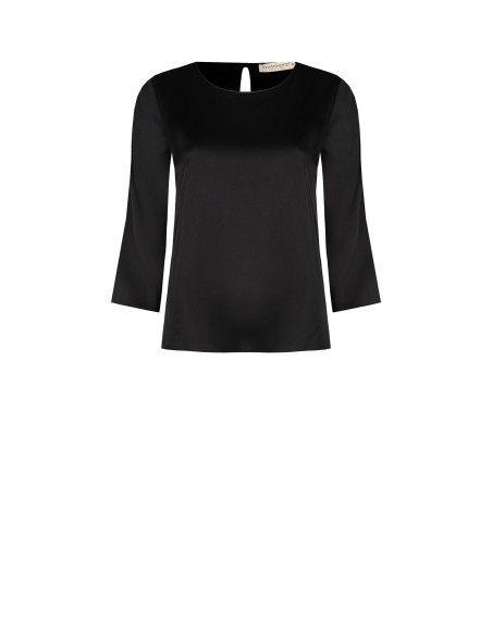 Blusa ampla quadrada em cetim com mangas 3/4 Rinascimento