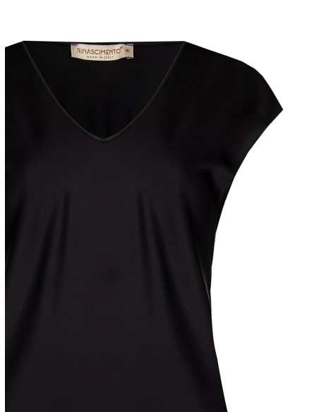 Blusa fluida entalhada em cetim com decote em V Rinascimento