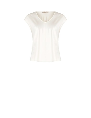 Blusa Ajustada Fluida Em Cetim Com Decote Em V Rinascimento