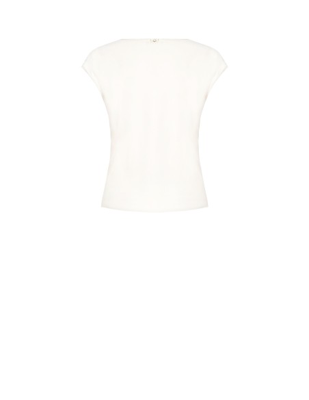 Blusa entalhada fluida em cetim com decote em V Rinascimento