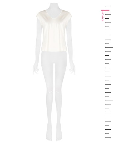 Blusa fluida acinturada em cetim com decote em V Rinascimento