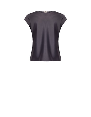 Blusa Cinturada Fluida Em Cetim Com Decote Em V Rinascimento