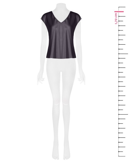 Blusa fluida ajustada em cetim com decote em V Rinascimento