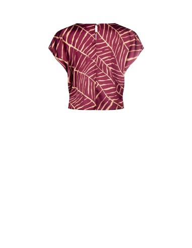 Blusa de manga curta em cetim estampado Rinascimento