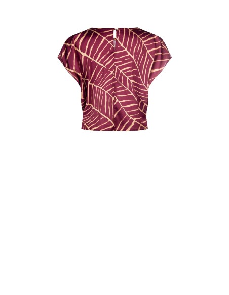 Blusa de manga curta em cetim estampado Rinascimento