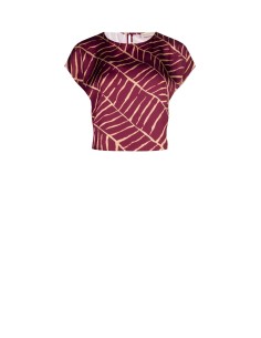 Blusa de manga curta em cetim estampado Rinascimento