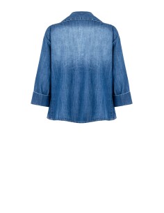 Camisa Ampla em Corte Trapezoidal em Ganga com Mangas 3/4 Rinascimento 2