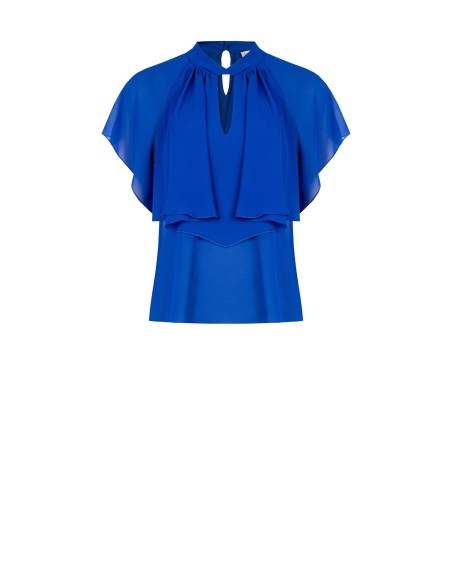 Blusa Fluida Em Georgette Com Maxi Volantes Rinascimento