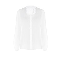 Camisa ampla em algodão semitransparente com broche floral e botões em madrepérola Rinascimento