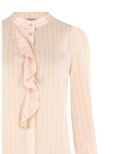 Camisa Regular em Tecido Leve com Folhos Rinascimento