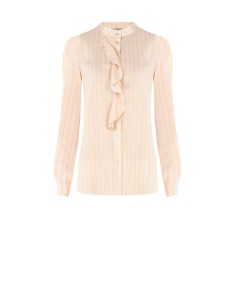 Camisa Regular Em Tecido Leve Com Folhos Rinascimento