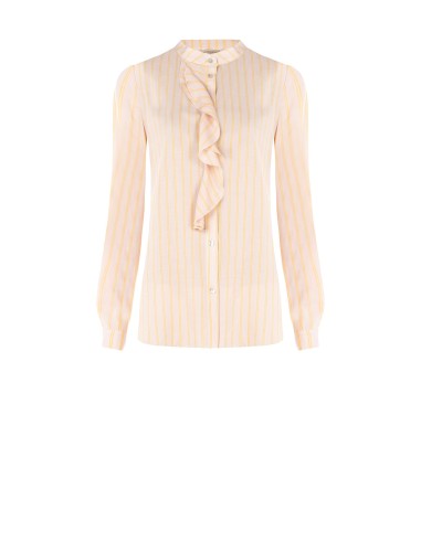 Camisa Regular Em Tecido Leve Com Folhos Rinascimento