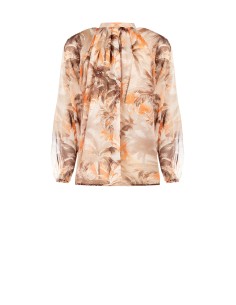 Blusa ampla e fluida em chiffon estampado com laços no decote Rinascimento 2