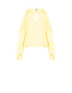 Blusa Ampla Em Georgette Com Cut-Out E Folhos Nas Mangas Rinascimento 2